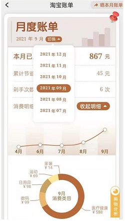 淘宝怎么查看每月消费总额账单？淘宝查看每月消费总额账单操作介绍